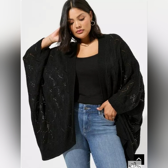 Torrid Dolman Pointelle Ruana Knit Cardigan. Size 3-4 - Picture 1 of 6